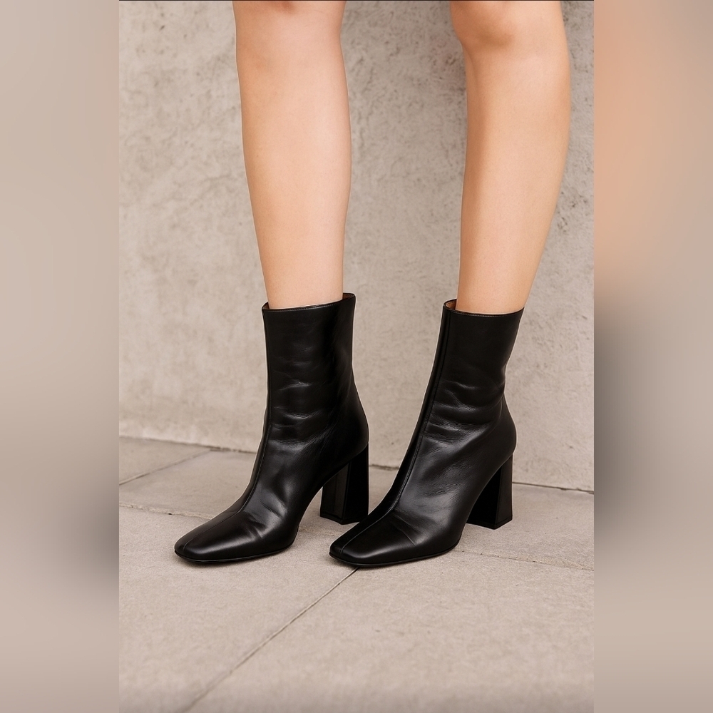 FABIO RUSCONI High Heels Ankle Boots In Black Leather Size 41/11